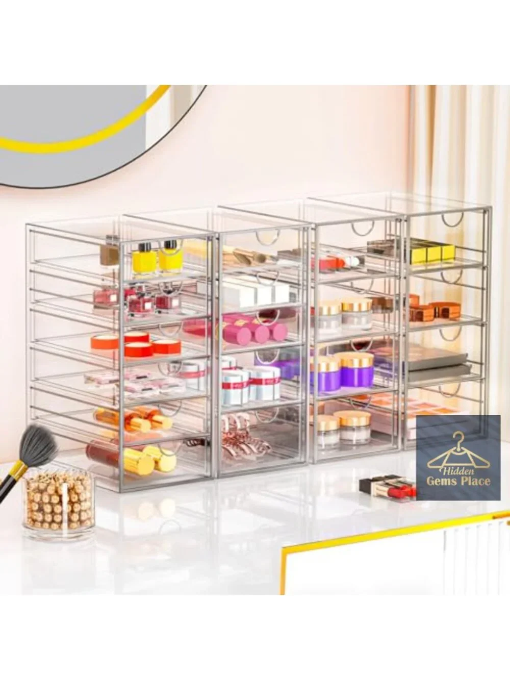 Acrylic Makeup Organizer with 19 Drawers, Cosmetic Storage & Desk Organizer